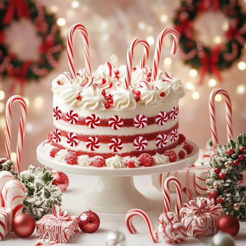 QEYMN 50 PCS Red and White Candy Cane Ornaments - Image 5